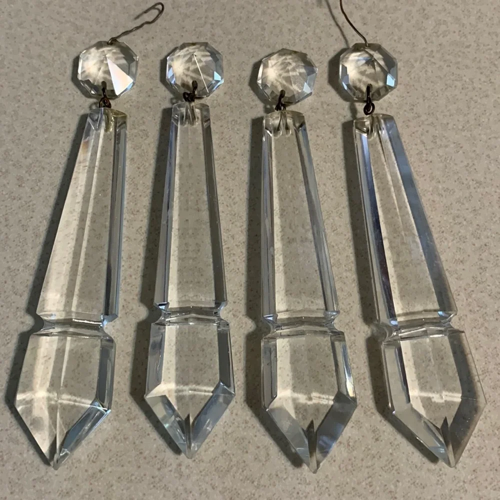 4 large vintage crystal prisms Approx 5”(170) - Picture 1 of 3